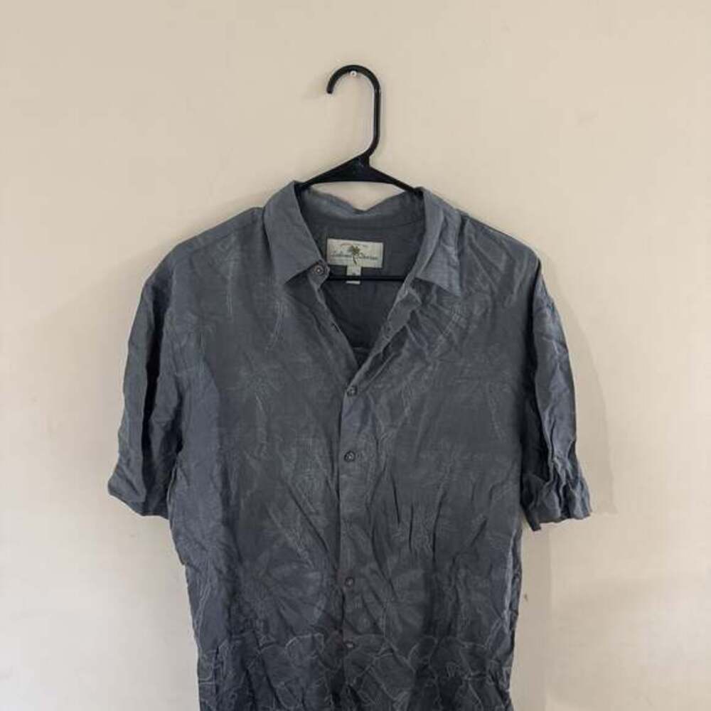 Island Shores Men's M Hawaiian Shirt Gray Ombre Effect